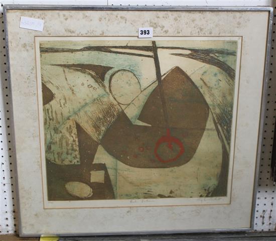 Charles Bartlett abstract print/etching